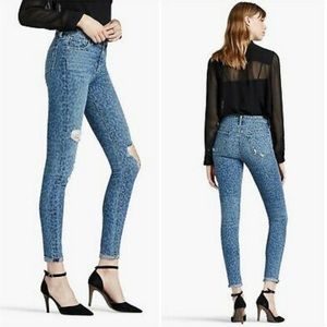 Lucky Brand Bridgette ORTA Leopard Distressed Raw Hem Jeans, Size: 6/28.